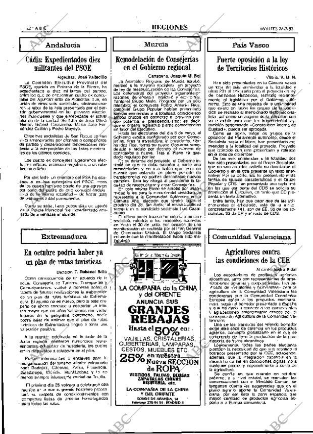 ABC MADRID 26-07-1983 página 22