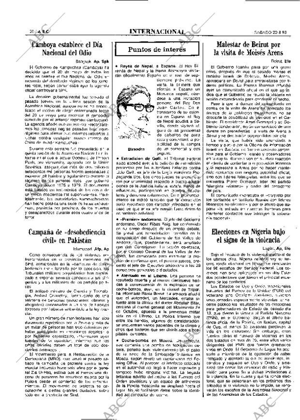 ABC MADRID 20-08-1983 página 20