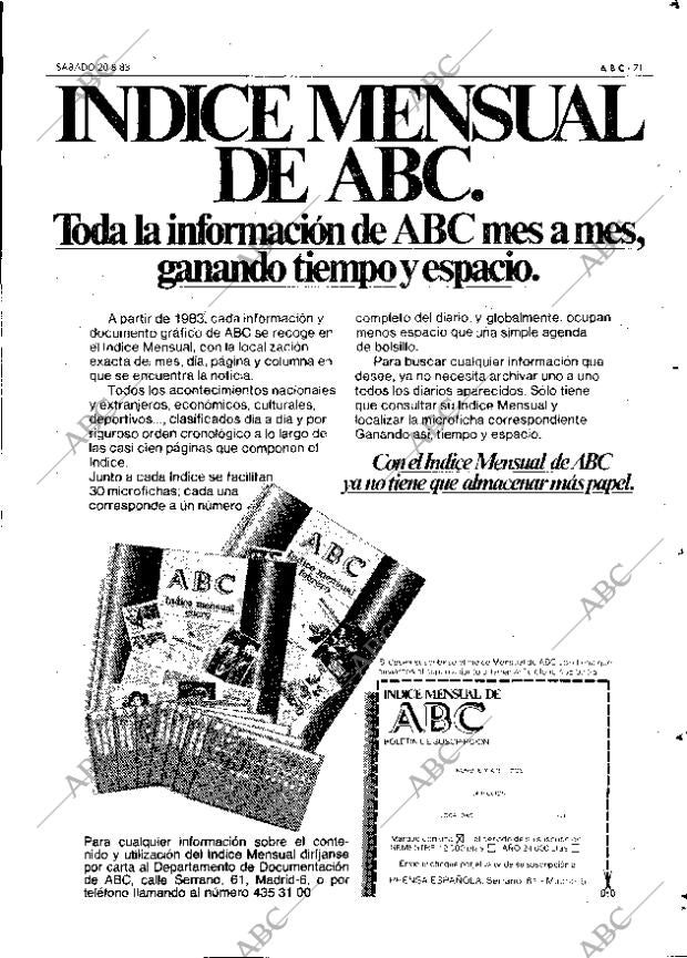 ABC MADRID 20-08-1983 página 71