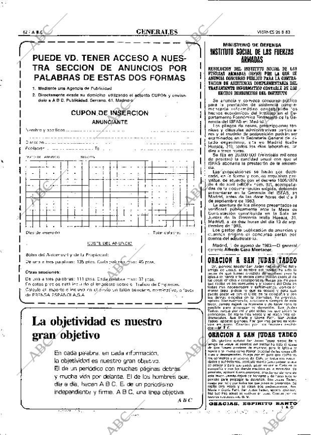 ABC MADRID 26-08-1983 página 62