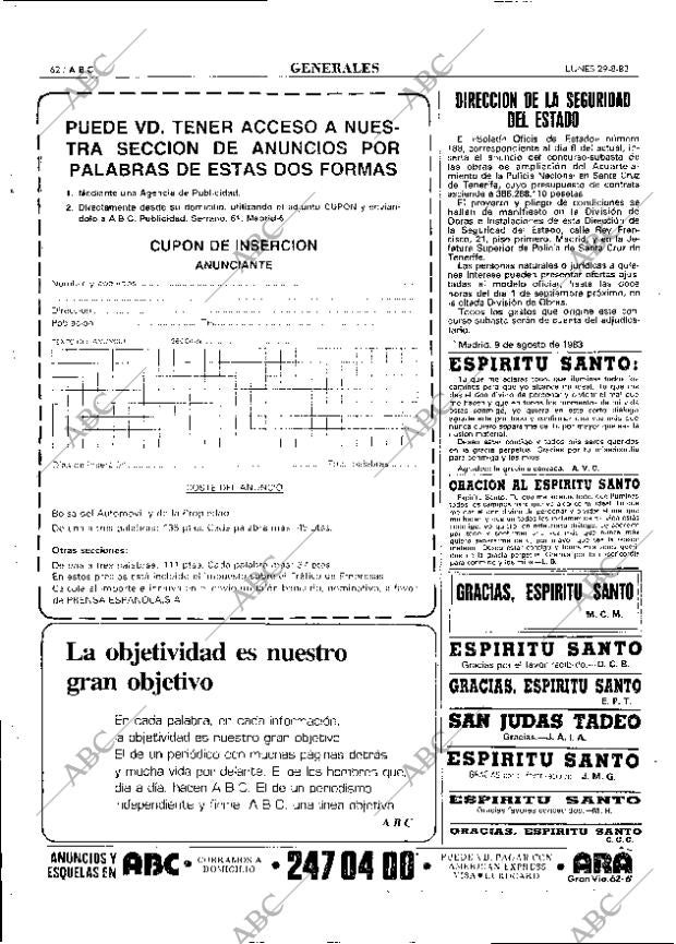 ABC MADRID 29-08-1983 página 62