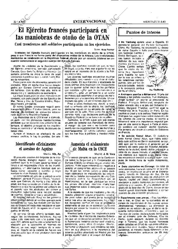 ABC MADRID 31-08-1983 página 22