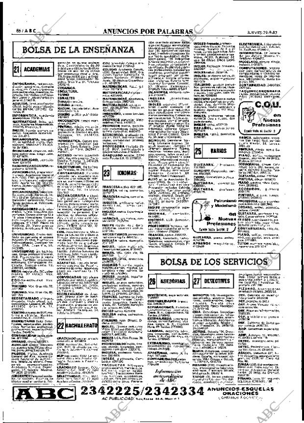 ABC MADRID 22-09-1983 página 86