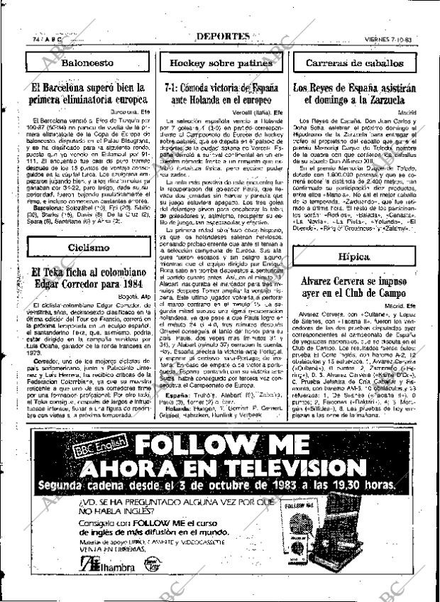 ABC MADRID 07-10-1983 página 74
