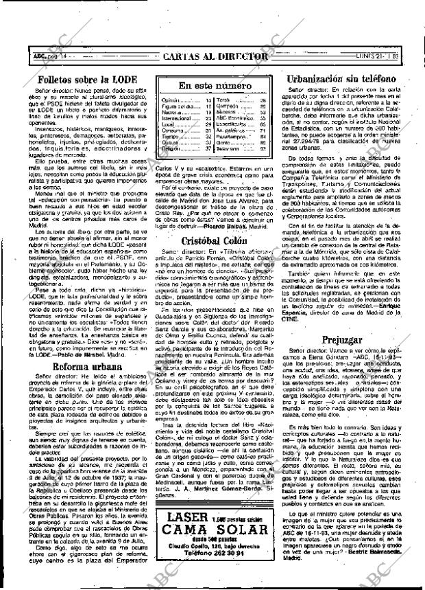 ABC MADRID 21-11-1983 página 14