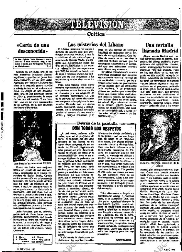 ABC MADRID 21-11-1983 página 93