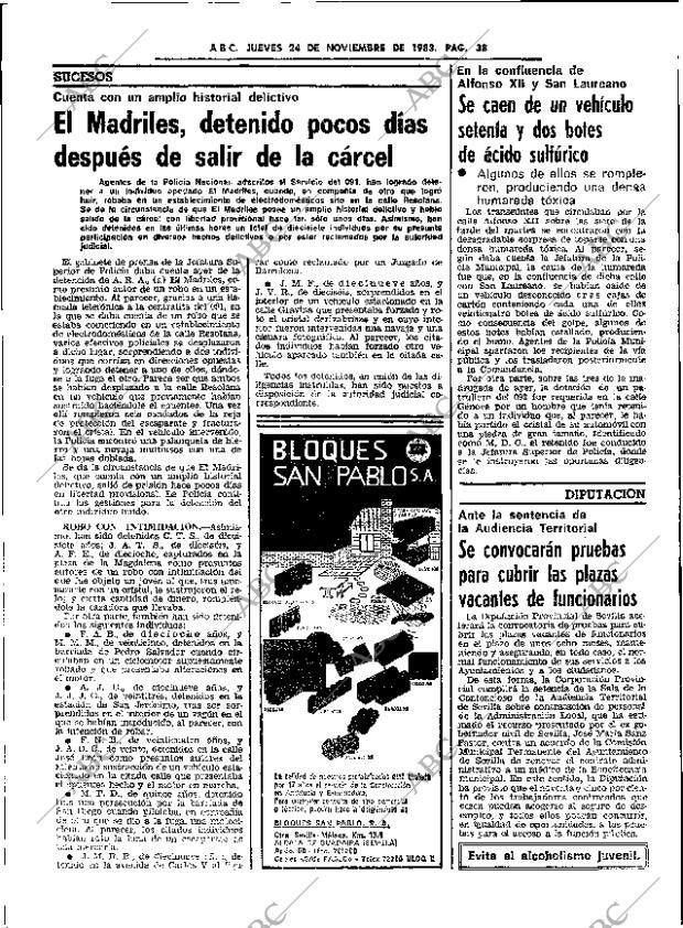 ABC SEVILLA 24-11-1983 página 38