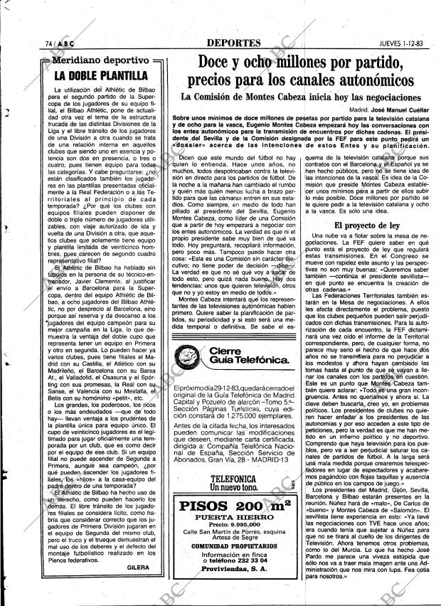 ABC MADRID 01-12-1983 página 74