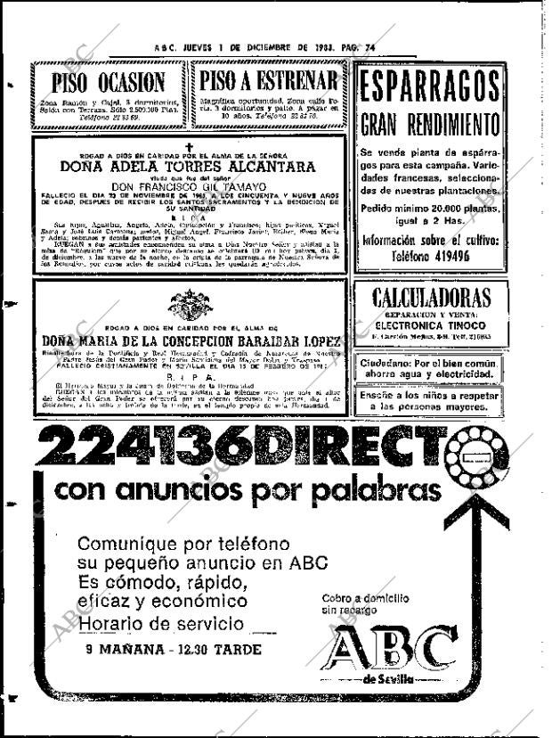 ABC SEVILLA 01-12-1983 página 74