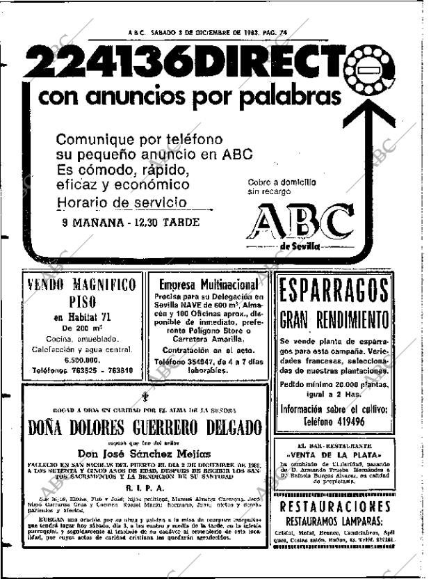 ABC SEVILLA 03-12-1983 página 74