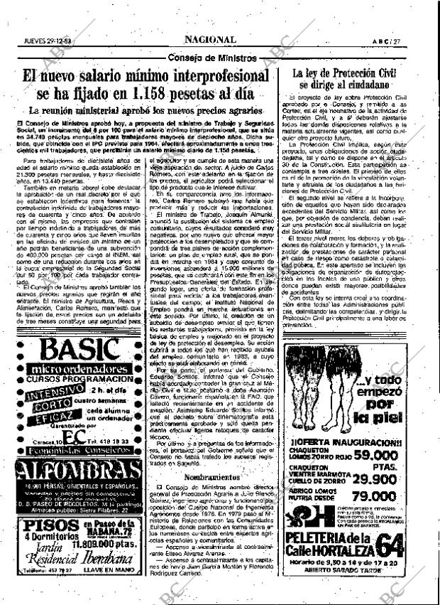 ABC MADRID 29-12-1983 página 27