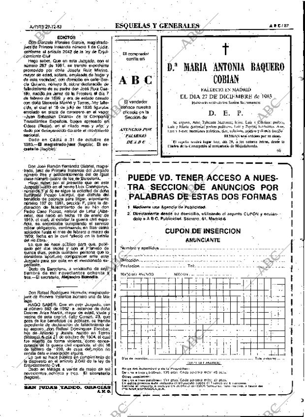 ABC MADRID 29-12-1983 página 87
