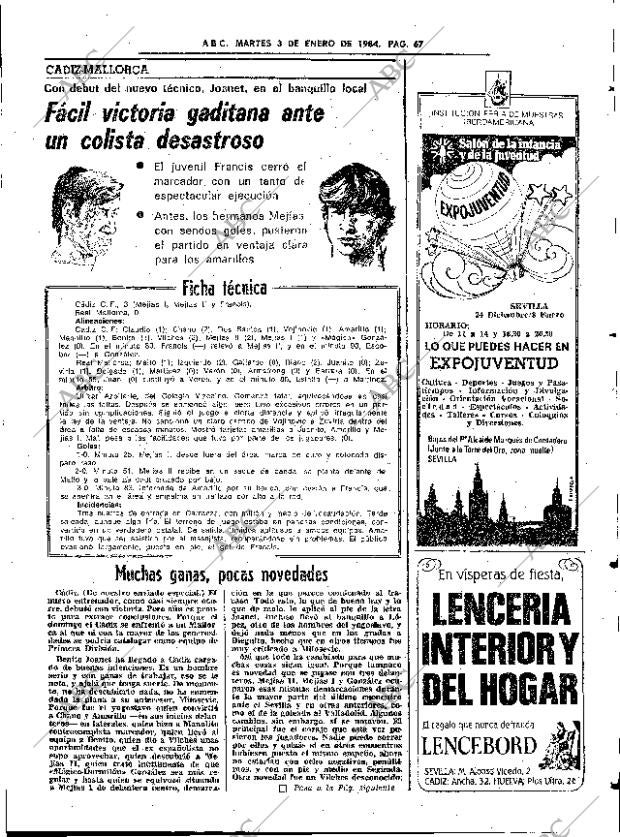 ABC SEVILLA 03-01-1984 página 67
