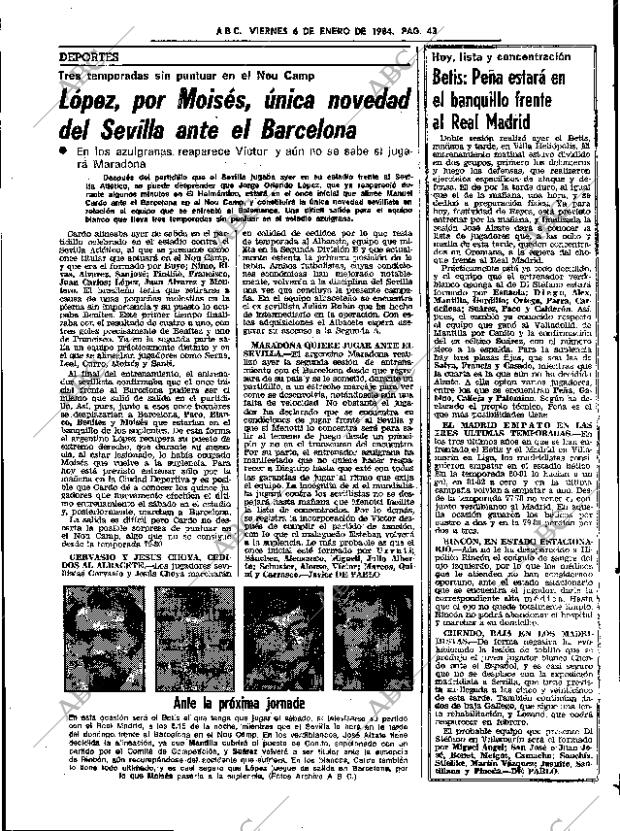ABC SEVILLA 06-01-1984 página 43