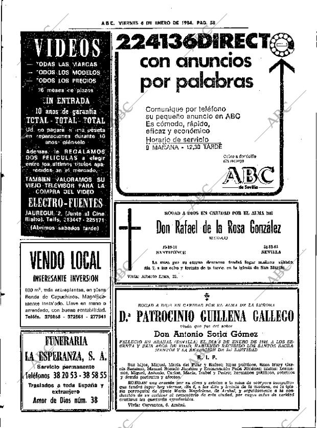 ABC SEVILLA 06-01-1984 página 58