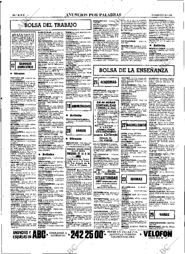 ABC MADRID 08-01-1984 página 84