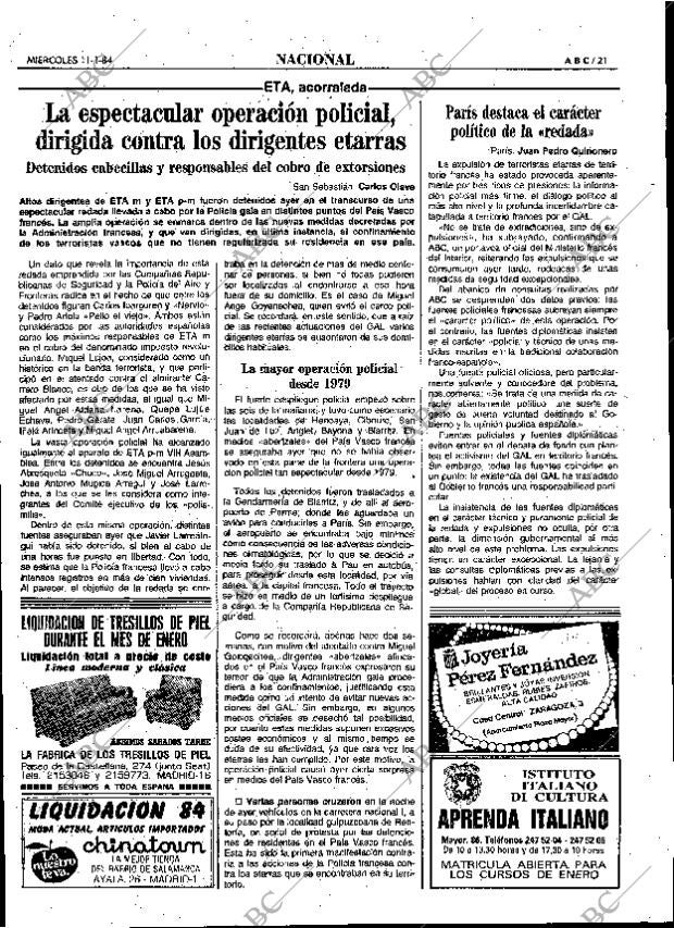 ABC MADRID 11-01-1984 página 21