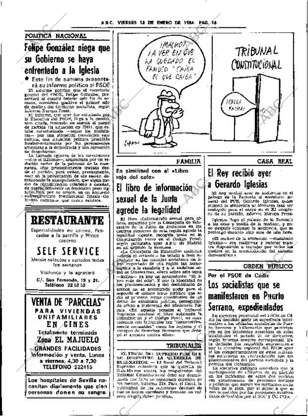 ABC SEVILLA 13-01-1984 página 16