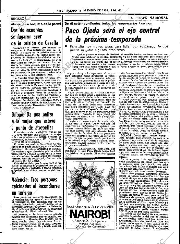 ABC SEVILLA 14-01-1984 página 46