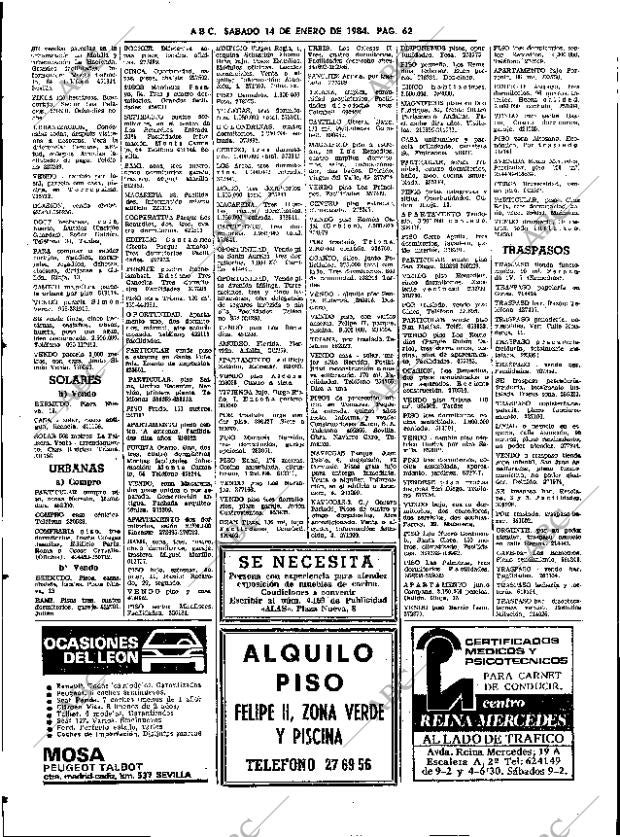 ABC SEVILLA 14-01-1984 página 62
