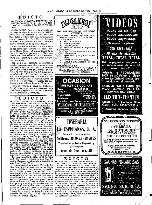 ABC SEVILLA 14-01-1984 página 65