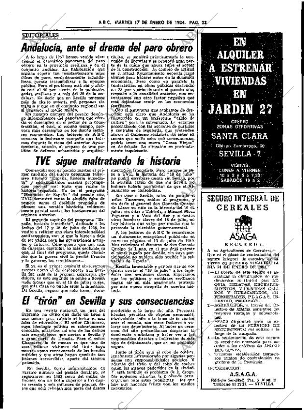 ABC SEVILLA 17-01-1984 página 23