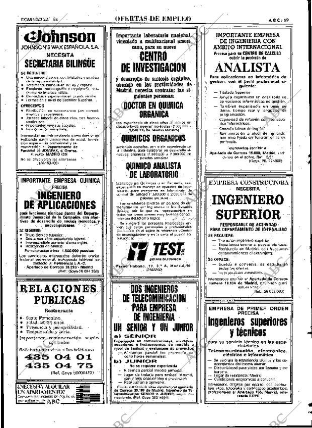 ABC MADRID 22-01-1984 página 59