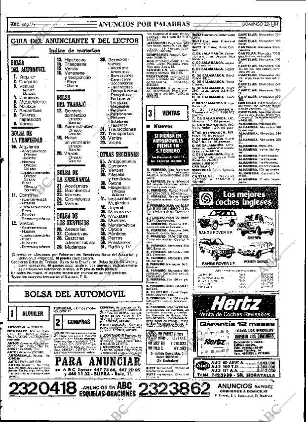 ABC MADRID 22-01-1984 página 74