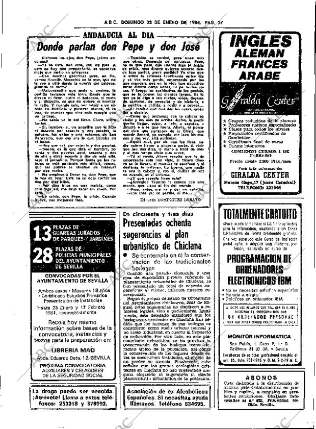 ABC SEVILLA 22-01-1984 página 27