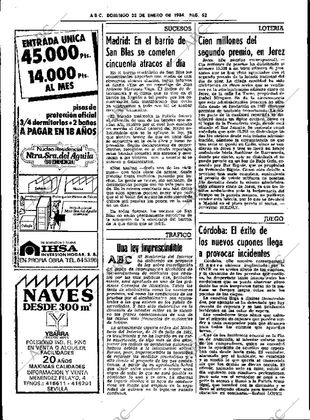 ABC SEVILLA 22-01-1984 página 62