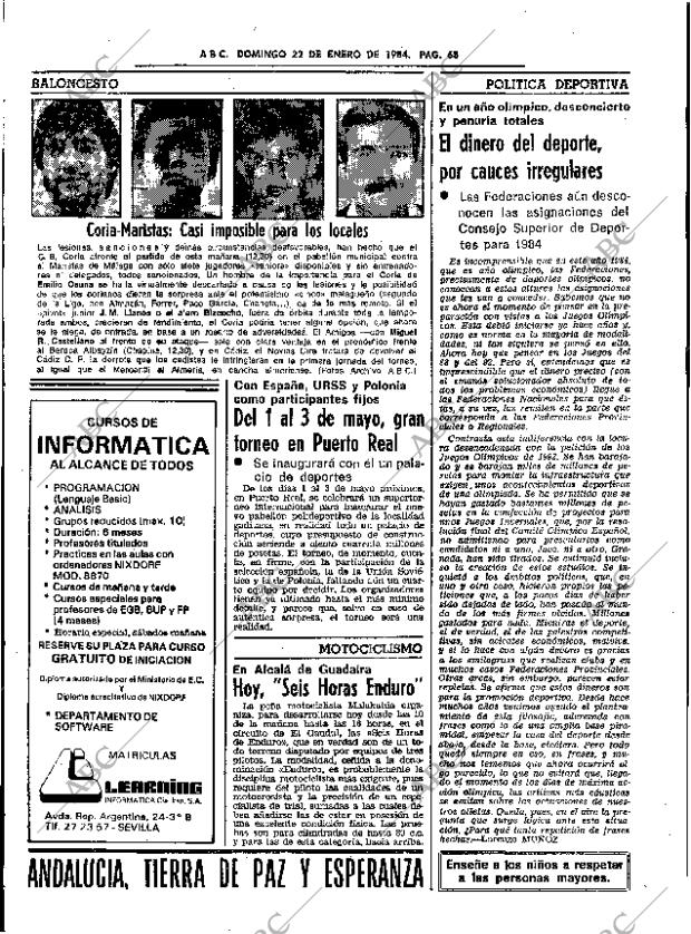 ABC SEVILLA 22-01-1984 página 68