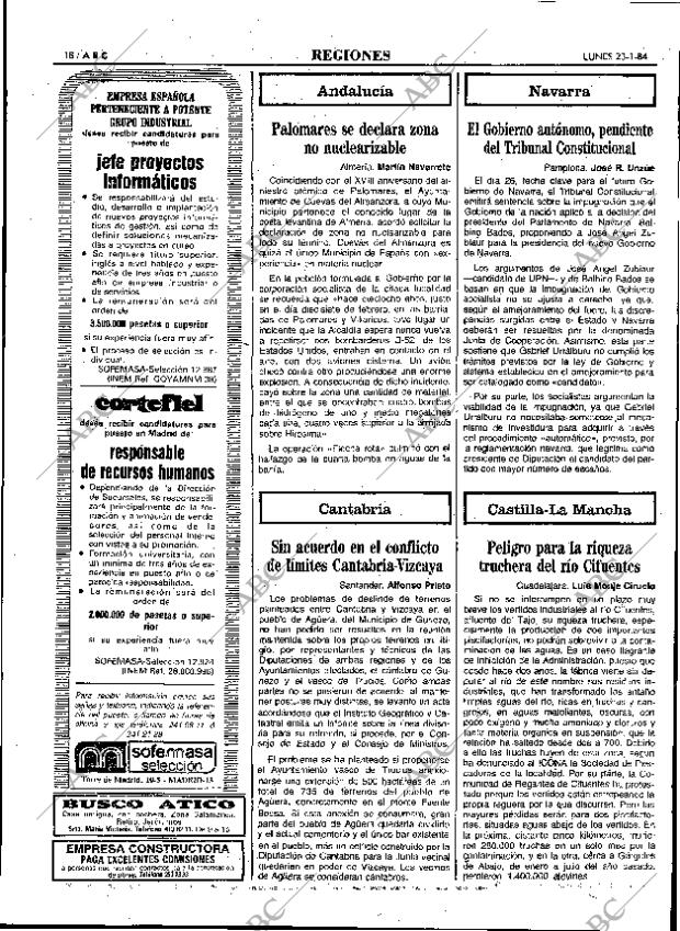 ABC MADRID 23-01-1984 página 18