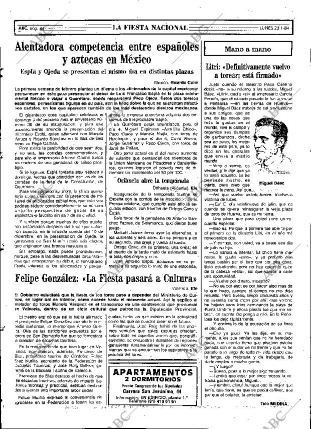 ABC MADRID 23-01-1984 página 44