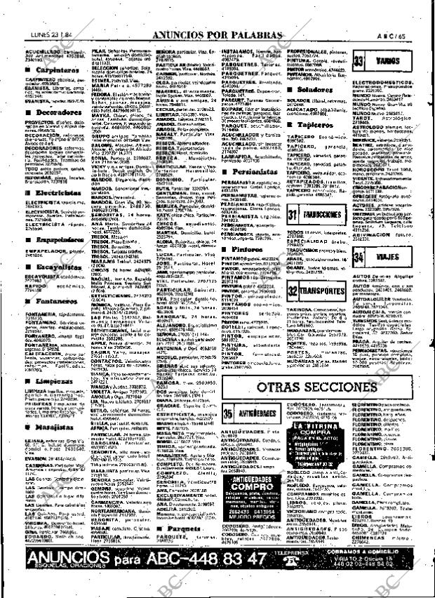 ABC MADRID 23-01-1984 página 65