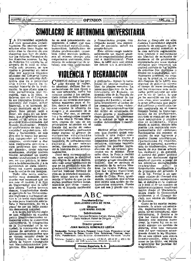 ABC MADRID 24-01-1984 página 15