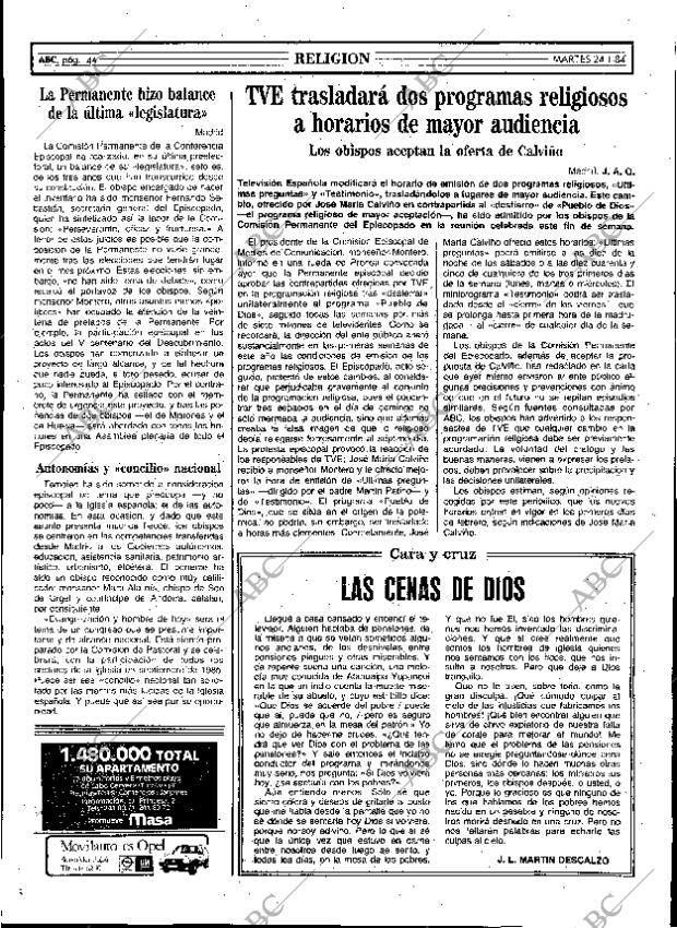 ABC MADRID 24-01-1984 página 44