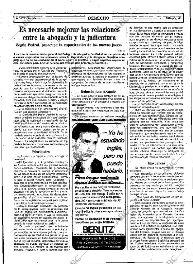 ABC MADRID 24-01-1984 página 45