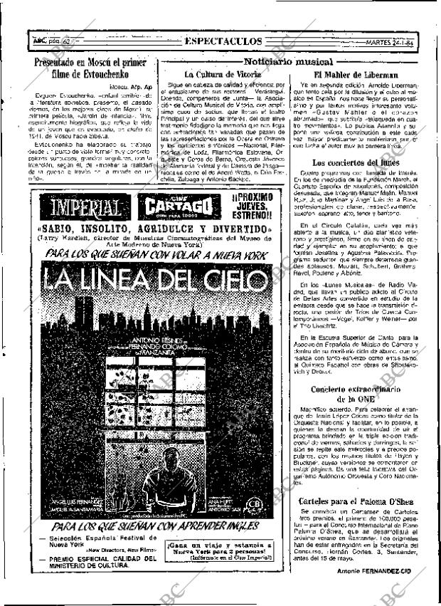 ABC MADRID 24-01-1984 página 62