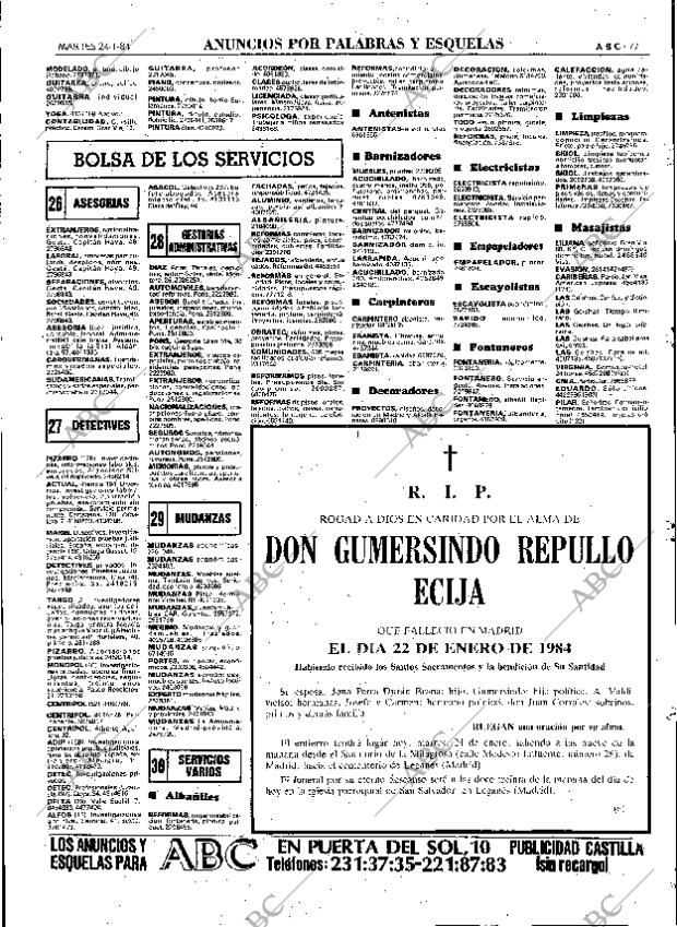 ABC MADRID 24-01-1984 página 77