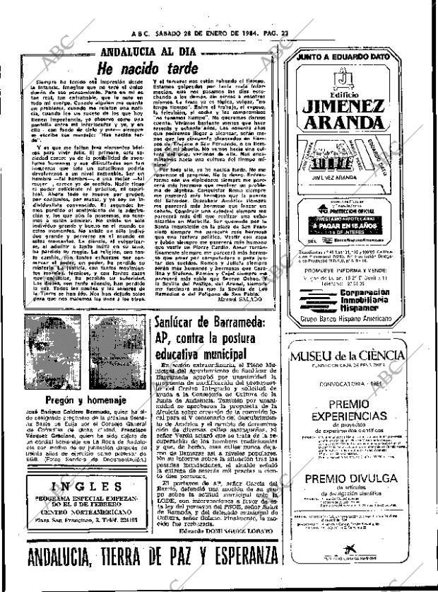 ABC SEVILLA 28-01-1984 página 23