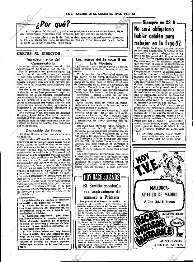 ABC SEVILLA 28-01-1984 página 43