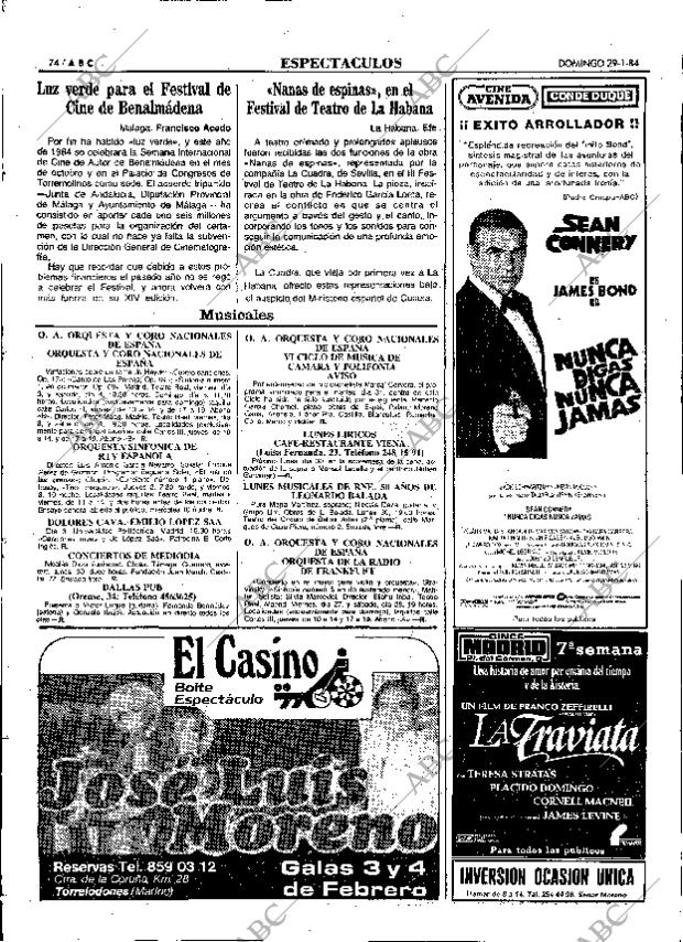 ABC MADRID 29-01-1984 página 74