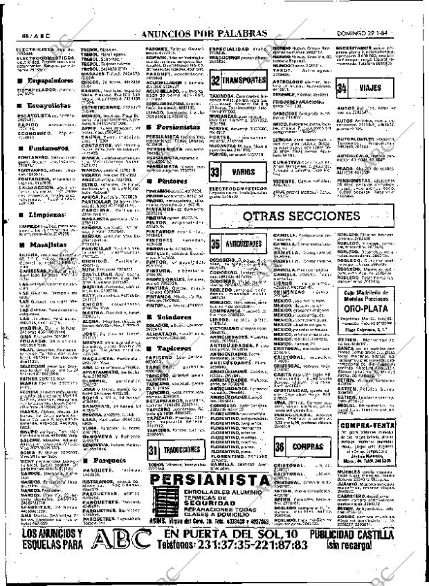 ABC MADRID 29-01-1984 página 88