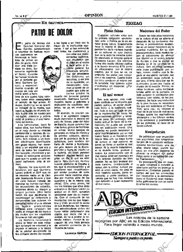 ABC MADRID 31-01-1984 página 16