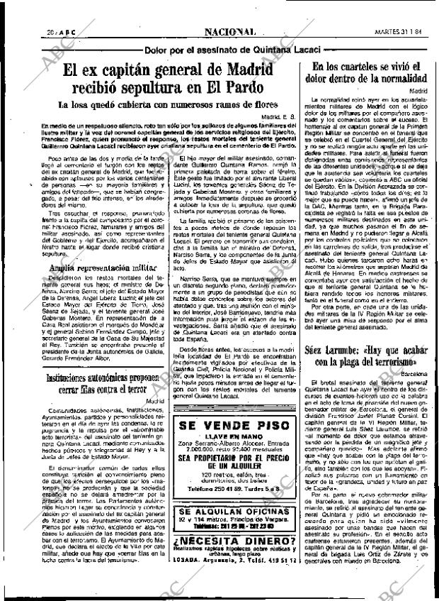 ABC MADRID 31-01-1984 página 20