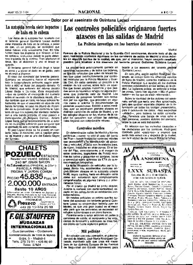 ABC MADRID 31-01-1984 página 21