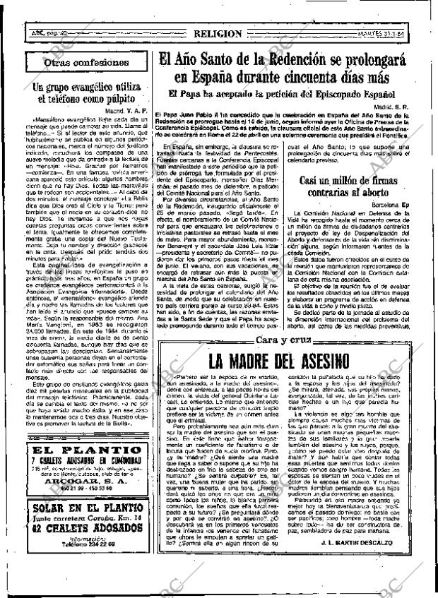 ABC MADRID 31-01-1984 página 40