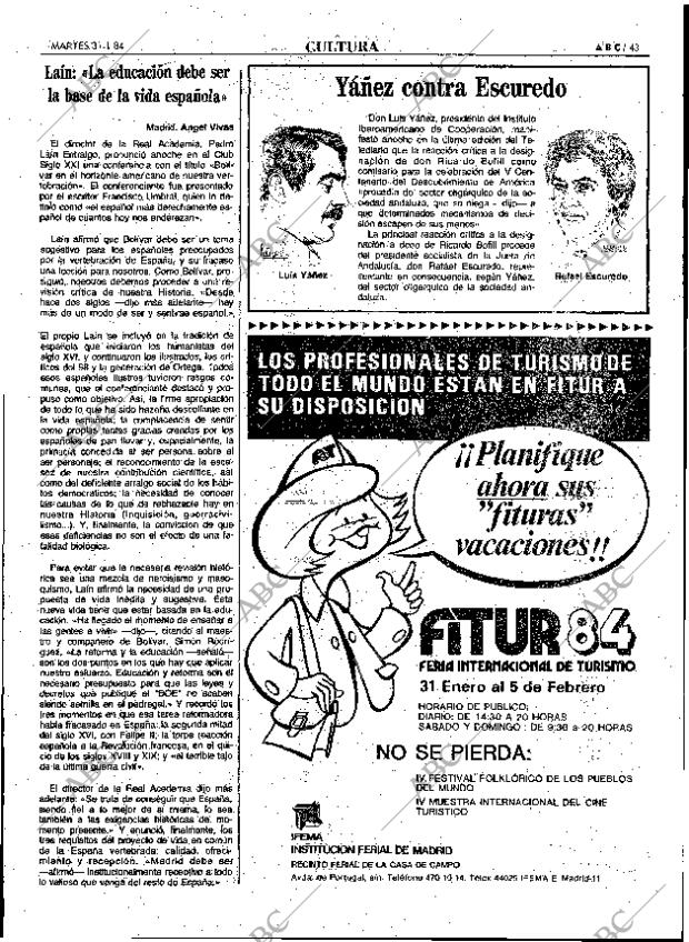 ABC MADRID 31-01-1984 página 43