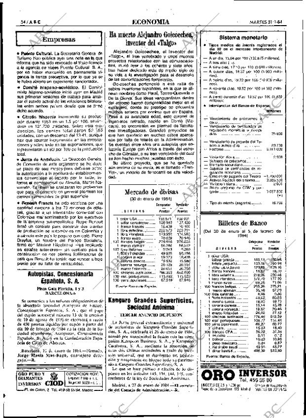 ABC MADRID 31-01-1984 página 54
