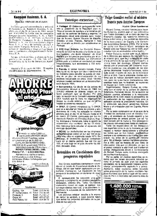 ABC MADRID 31-01-1984 página 56
